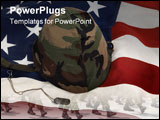 PowerPoint Template - us army helmet and dog tag on us flag background