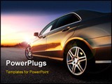 PowerPoint Template - Rear-side view of a luxury car on sunset