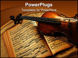 PowerPoint Template - old violin laying on book with notes