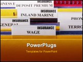PowerPoint Template - Folders with documents on insurance Wage in the insurance company.