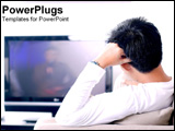 PowerPoint Template - Man watching television.