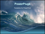 PowerPoint Template - a big wave crashing towards the shore, Beautiful photo