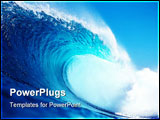 PowerPoint Template - big blue wave surfing in the ocean