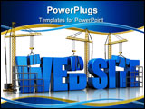 PowerPoint Template - 3d illustration of cranes building website sign over white background