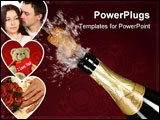 PowerPoint Template - Explosion of green champagne bottle cork on background