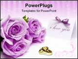 PowerPoint Template - Purple roses and blank invitation card with a bow