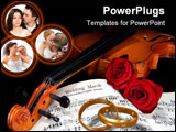 PowerPoint Template - Sheet music of the Wedding March with roses and violin