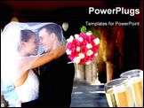 PowerPoint Template - A beautiful bride and handsome groom at church during wedding