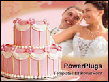 PowerPoint Template - Two tiered Pink wedding cake with white icing
