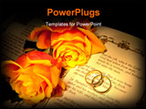 PowerPoint Template - wo wedding rings and roses on a bible with Genesis text - the decorations in the book are copied fr