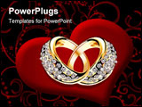 PowerPoint Template - Gold wedding rings and diamonds Vector illustration