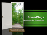 PowerPoint Template - Door open in the real world - 3d