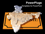PowerPoint Template - d illustration of a glass map of India floating over top of a brown welcome mat on a black reflecti