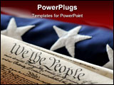 PowerPoint Template - The US Constitution wrapped with a US flag.