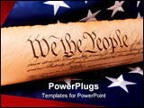 PowerPoint Template - Usa Flag Gavel and US Constitution concept.