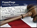 PowerPoint Template - Gavel and US Constitution atop an American Flag