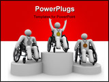 PowerPoint Template - First Second and Third place champions with physical disabilities in their wheelchairs