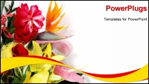PowerPoint Template - White greeting card with colorful flowers and room for a text.