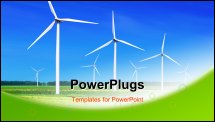PowerPoint Template - Green meadow with Wind turbines generating electricity