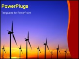 PowerPoint Template - wind turbines at sunset