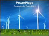 PowerPoint Template - Wind Turbines in a open field with bright blue sky