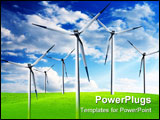 PowerPoint Template - Wind turbines in an open field on cloudy day