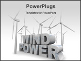 PowerPoint Template - The words Wind Power surrounded by windmill turbines