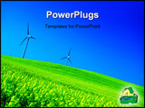 PowerPoint Template - Wind turbines. Energy. Beautiful meadow. New technology concept.