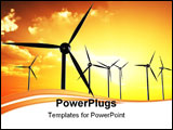 PowerPoint Template - Wind turbines in orange sunset/sundown (back lit).