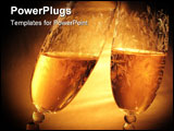 PowerPoint Template - two clinking champage glasses against golden background