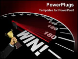 PowerPoint Template - A speedometer with red needle speeding to the word Win