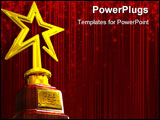 PowerPoint Template - Gold star award in red gloving background
