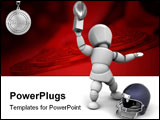 PowerPoint Template - American football player holding up the winners trophy