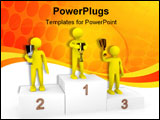 PowerPoint Template - 3d persons on podium . 3d render