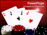 PowerPoint Template - four aces and poker chips on black background