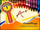 PowerPoint Template - Colorful crayons on a sheet of lined paper Successful Learning