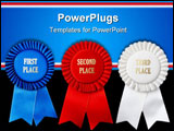 PowerPoint Template - Close up shots of first second and third place ribbons shot on white background