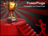 PowerPoint Template - abstract 3d illustration of stairway to winner trophy