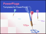 PowerPoint Template - 4 darts and dollars on a white background symbol of success in marketing