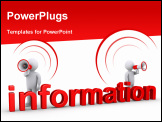 PowerPoint Template - Two 3d persons with megaphones are behind information word