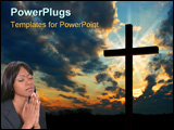 PowerPoint Template - Beautiful young woman in suit praying. Shot with the Canon