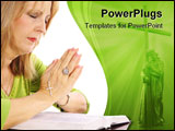 PowerPoint Template - shot of a woman praying over bible