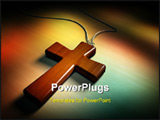 PowerPoint Template - Wooden cross light coming through some stained glass window. Digital illustration.