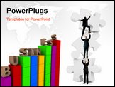 PowerPoint Template - Group of business people climbing on the pieces of a puzzle - isolated