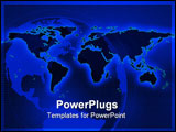 PowerPoint Template - abstract illustration with world map over blue background