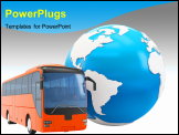 PowerPoint Template - 3d Bus travel around the globe on white background