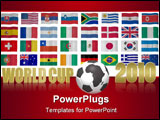 PowerPoint Template - orld cup 2010 South Africa theme with the national flags of participating countries on the backgrou