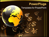 PowerPoint Template - 3d rendering of world currency symbols arranged around a globe