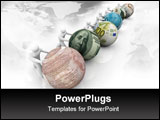 PowerPoint Template - Several figures pushing balls marked with world currencies push forward in a race for growth