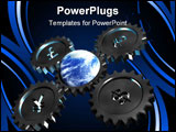 PowerPoint Template - Gear wheel with money rotate our world on white